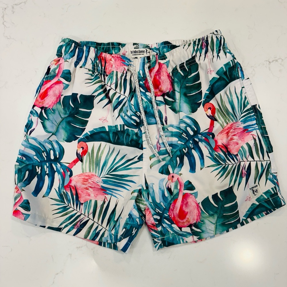 Endless Summer Tropical Flamingo Men's Swim Trunks